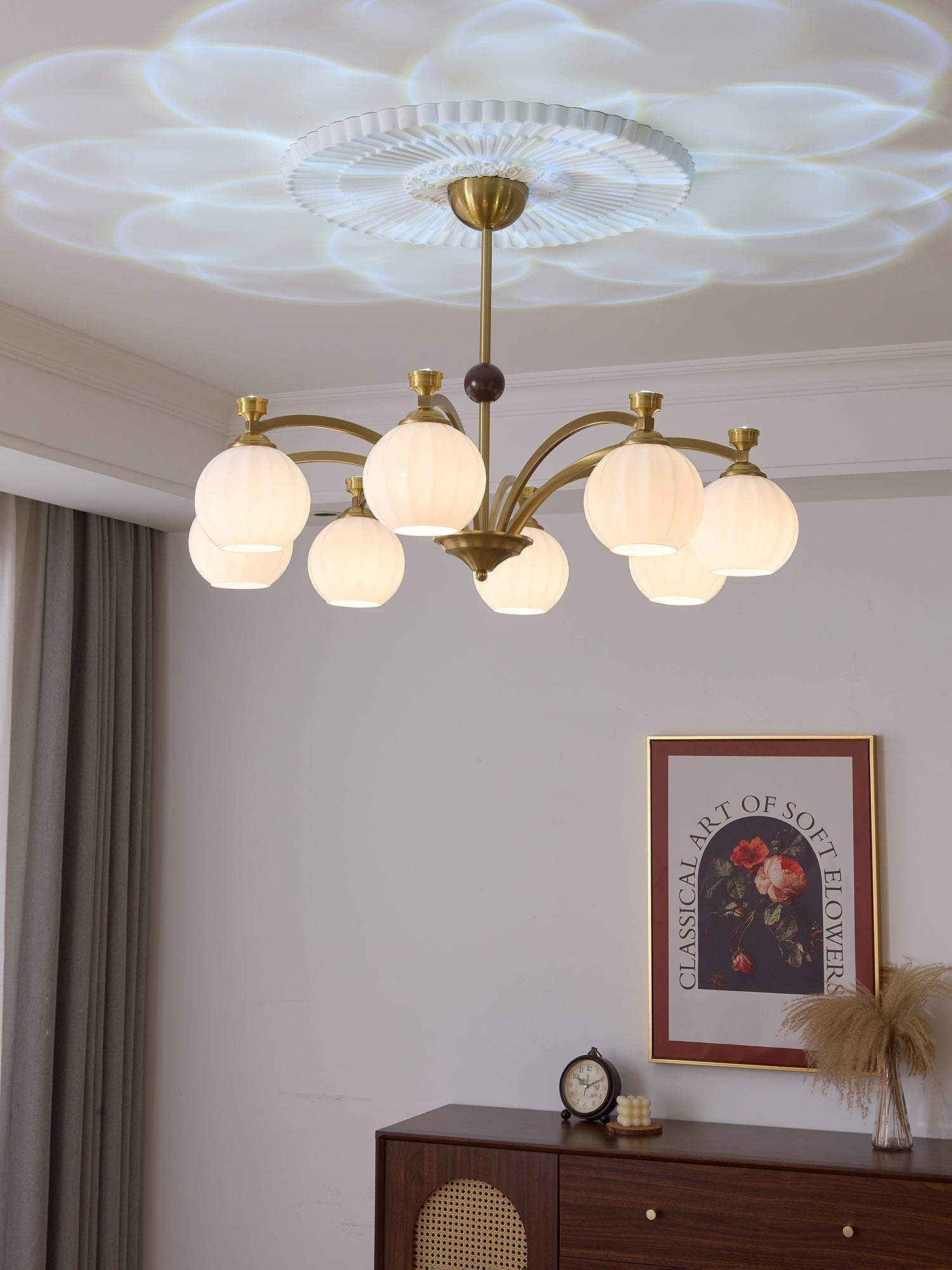 Usilia Elegance Vintage Glass Wood Chandelier - Letslighting
