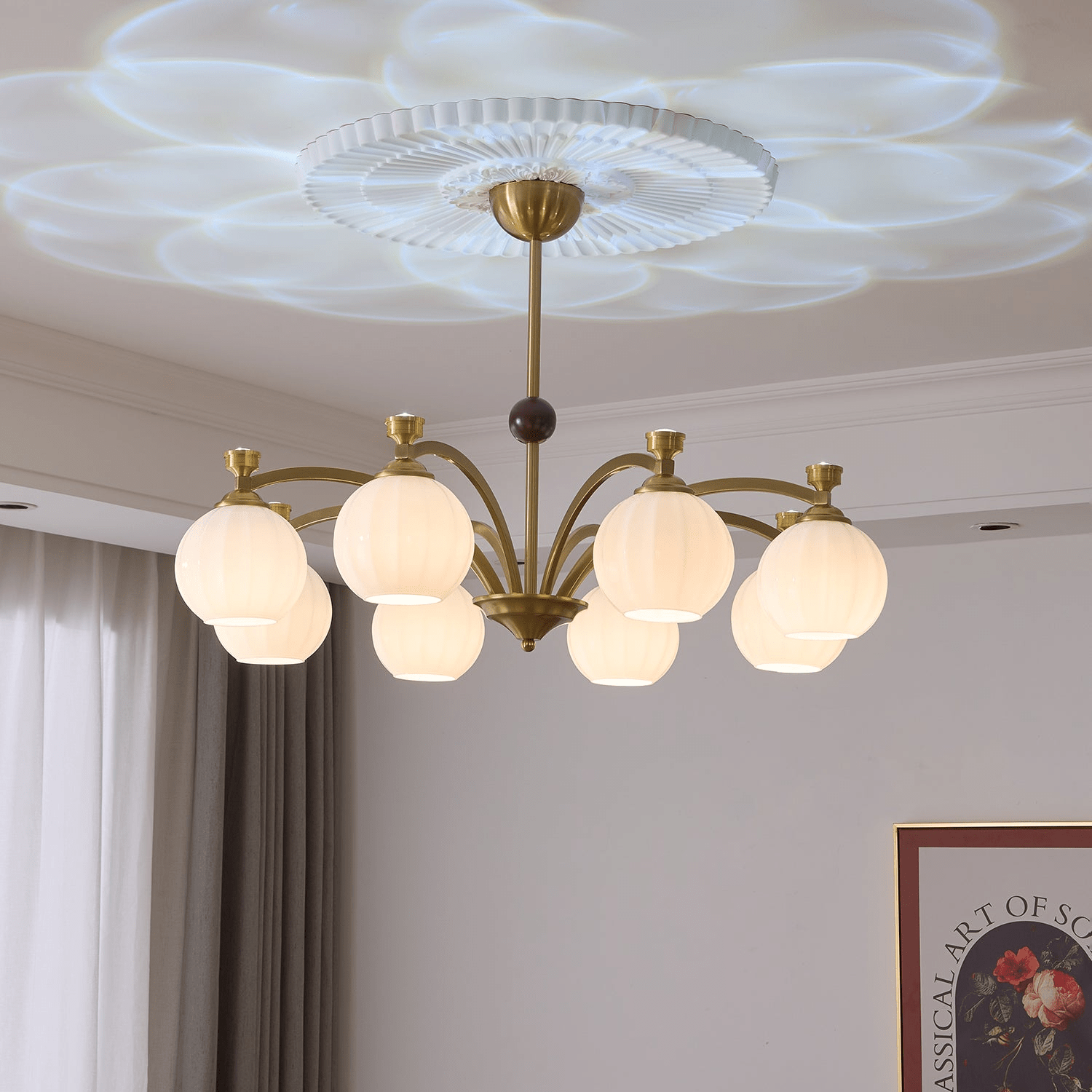 Usilia Elegance Vintage Glass Wood Chandelier - Letslighting