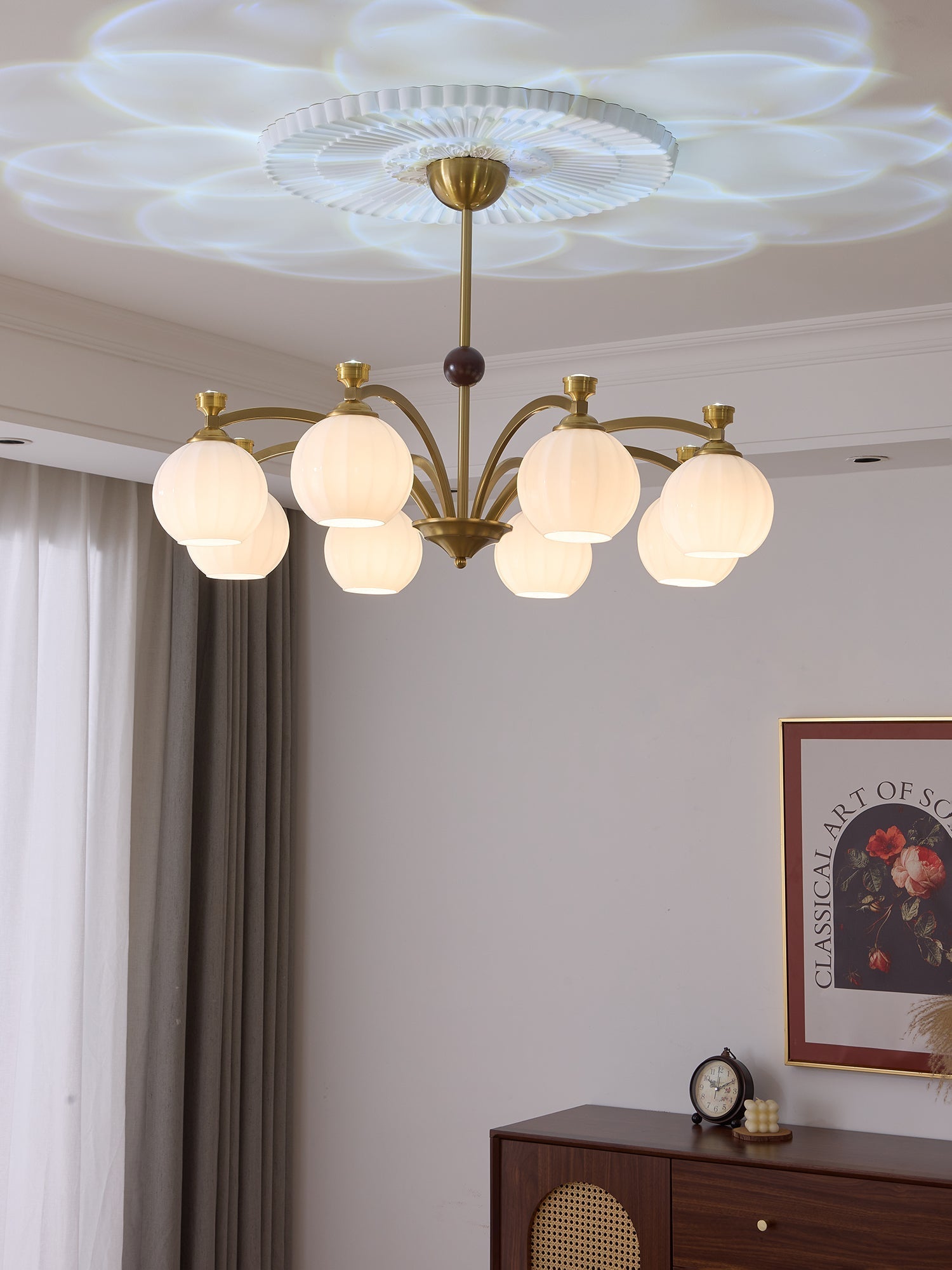 Usilia Elegance Vintage Glass Wood Chandelier - Letslighting