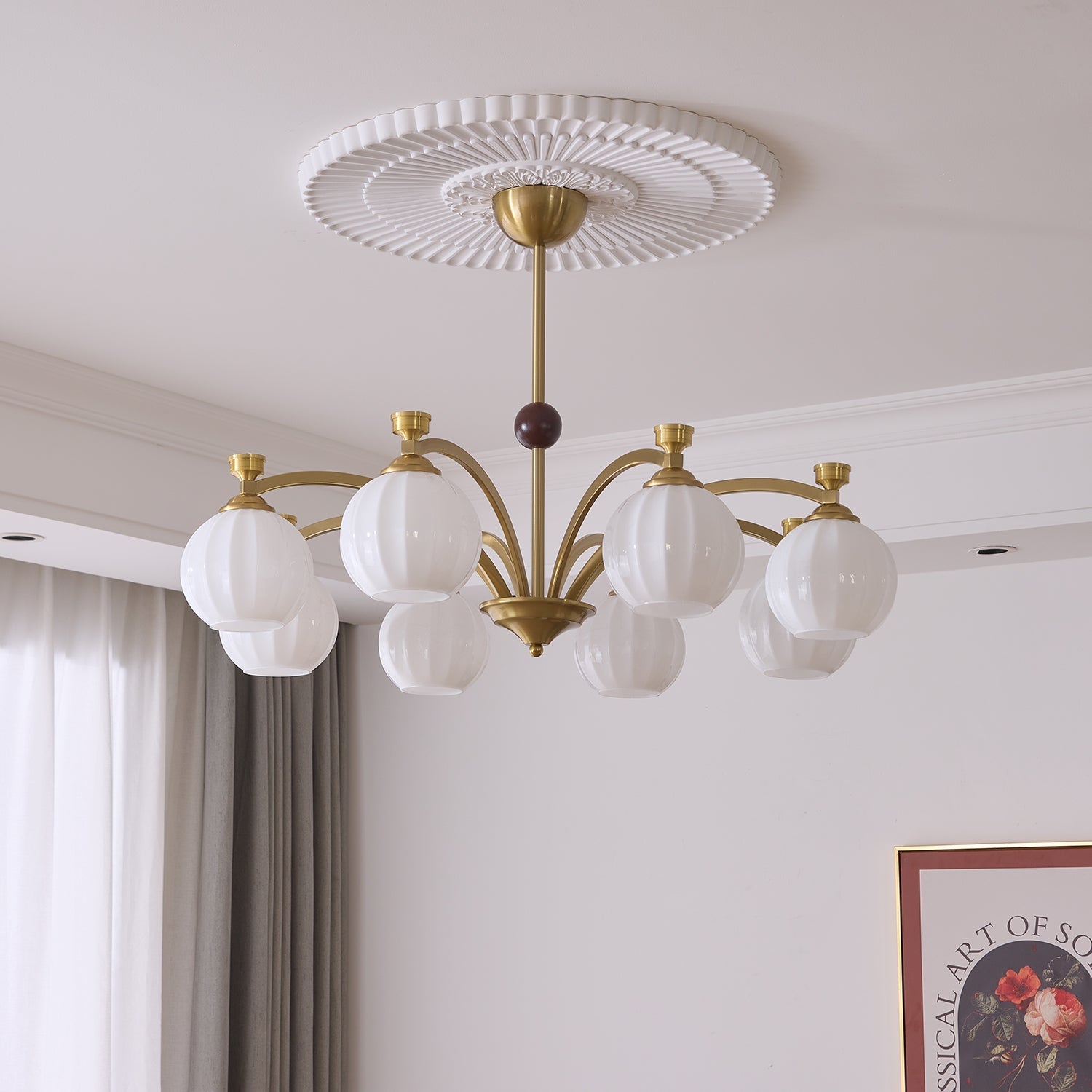 Usilia Elegance Vintage Glass Wood Chandelier - Letslighting