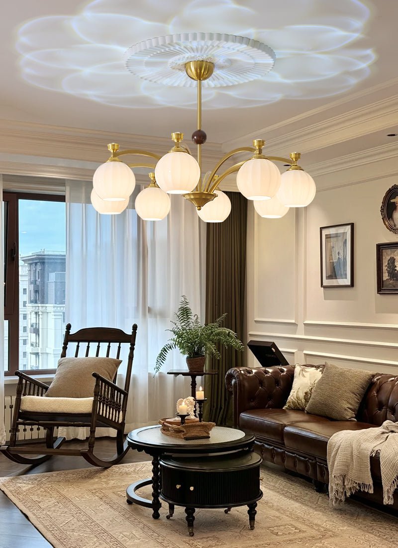 Usilia Elegance Vintage Glass Wood Chandelier - Letslighting