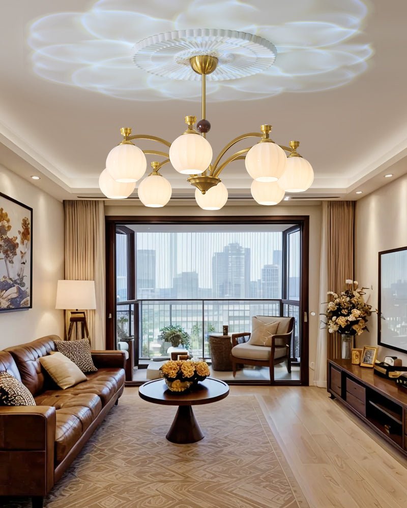 Usilia Elegance Vintage Glass Wood Chandelier - Letslighting