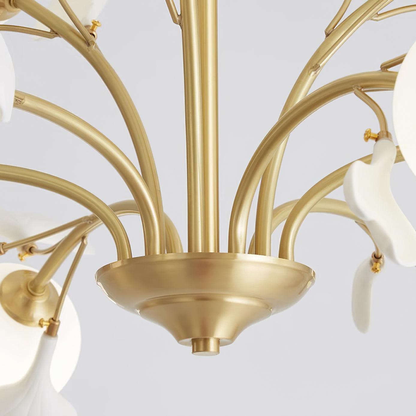 Lustra Chandelier Ginkgo Leaf Brass Ceramic Glass - Letslighting