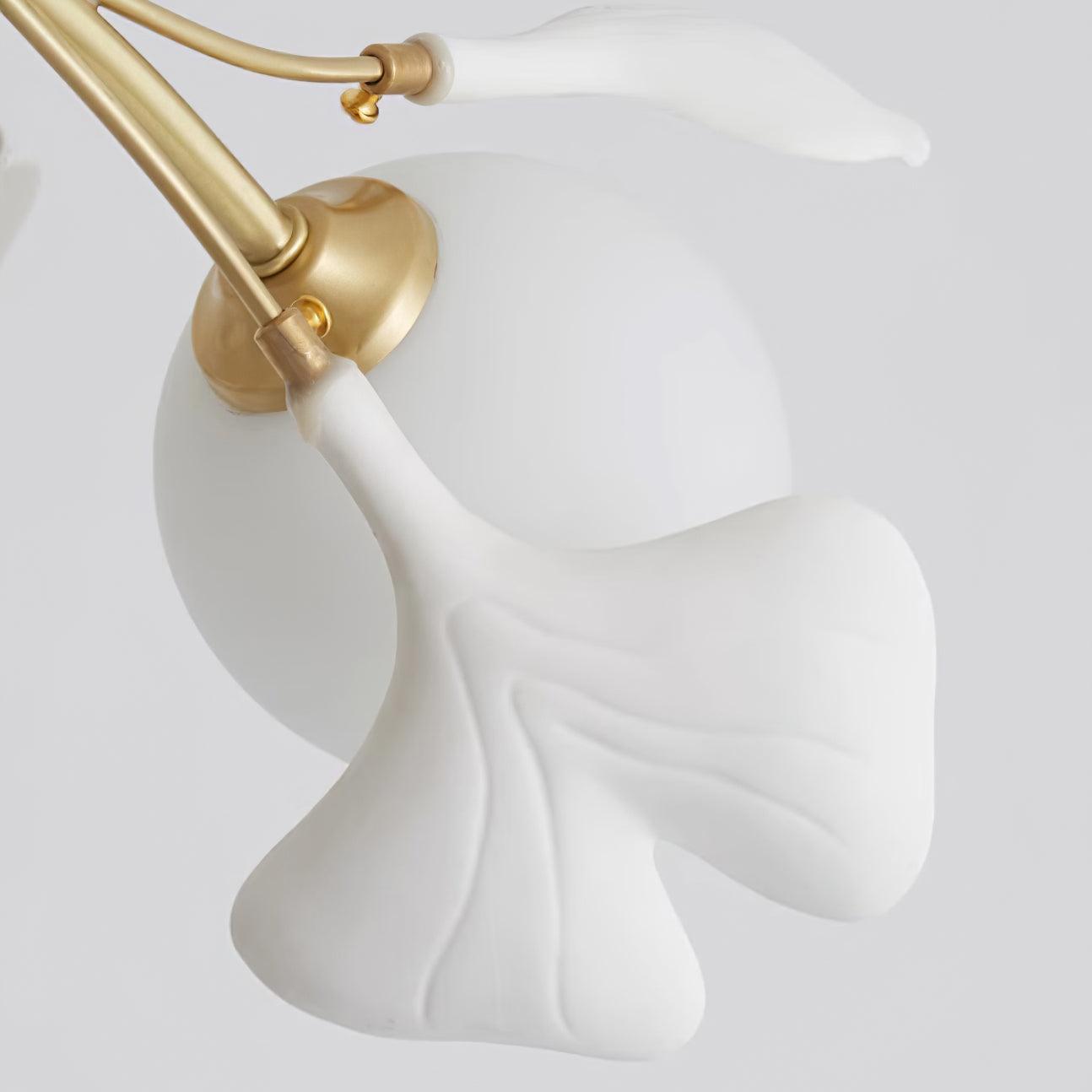 Lustra Chandelier Ginkgo Leaf Brass Ceramic Glass - Letslighting