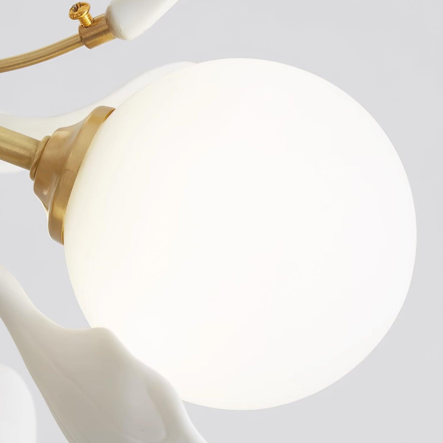 Lustra Chandelier Ginkgo Leaf Brass Ceramic Glass - Letslighting