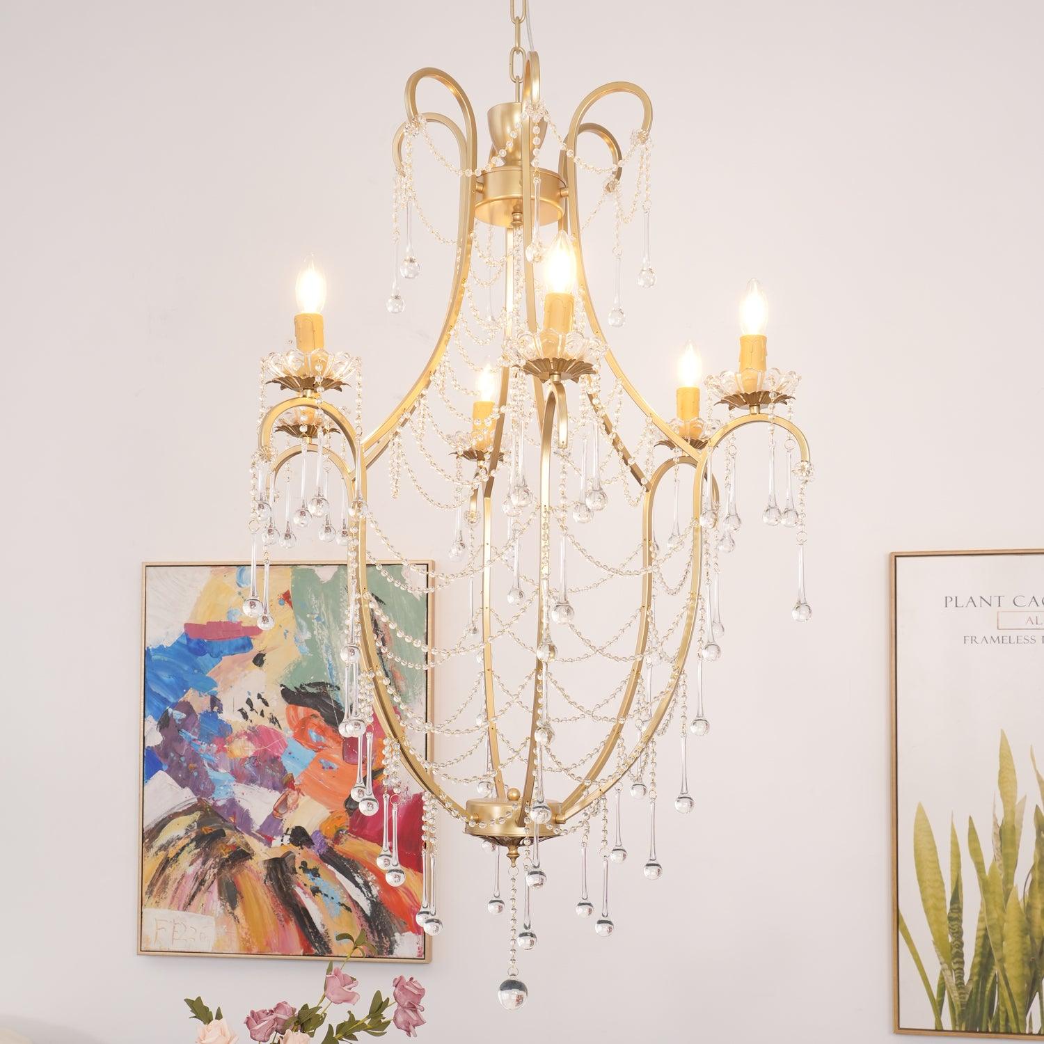 Theresa Chandelier Draped Crystal Chains Vintage - Letslighting