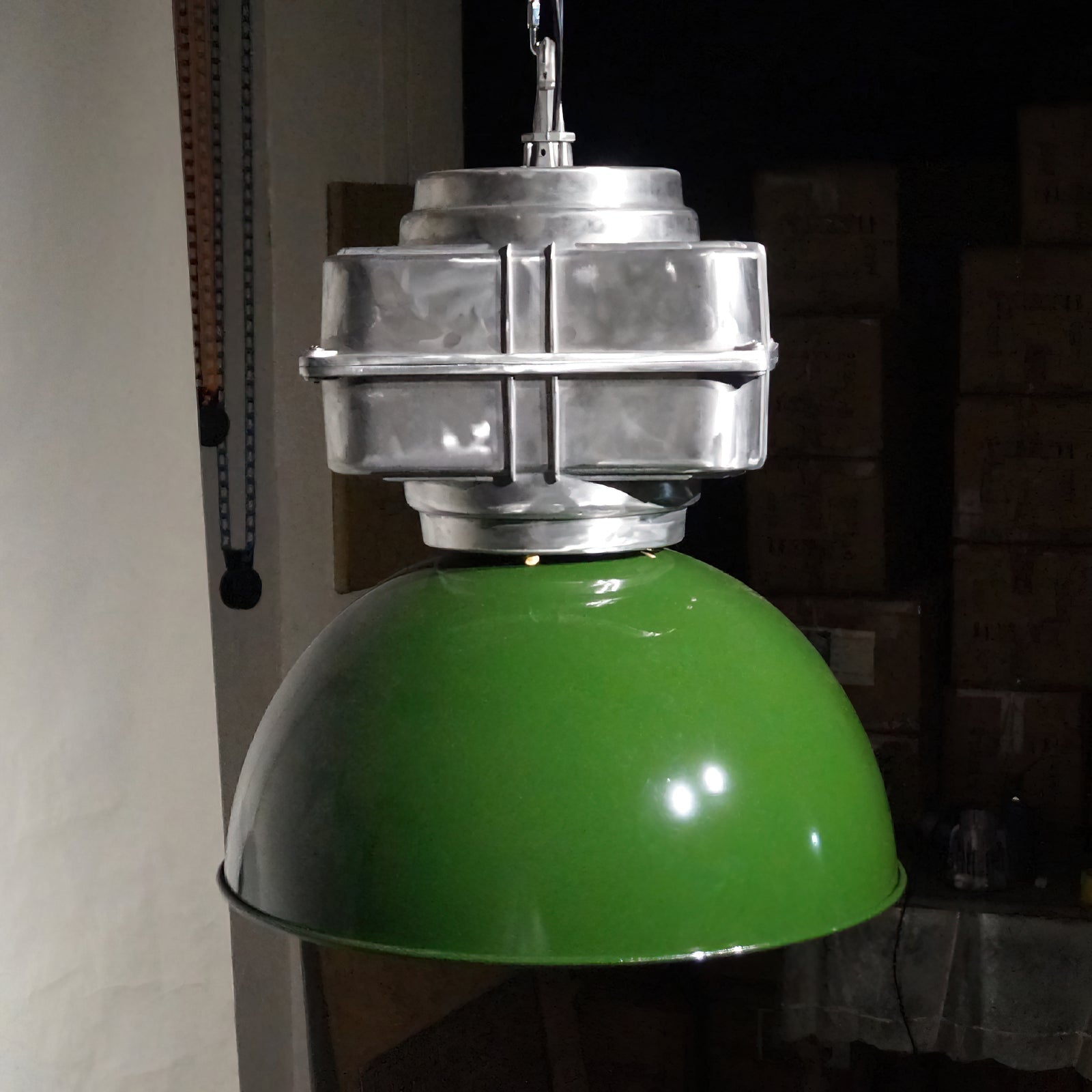 Colaeus Vintage Industrial Swag Green Glass Light - Letslighting