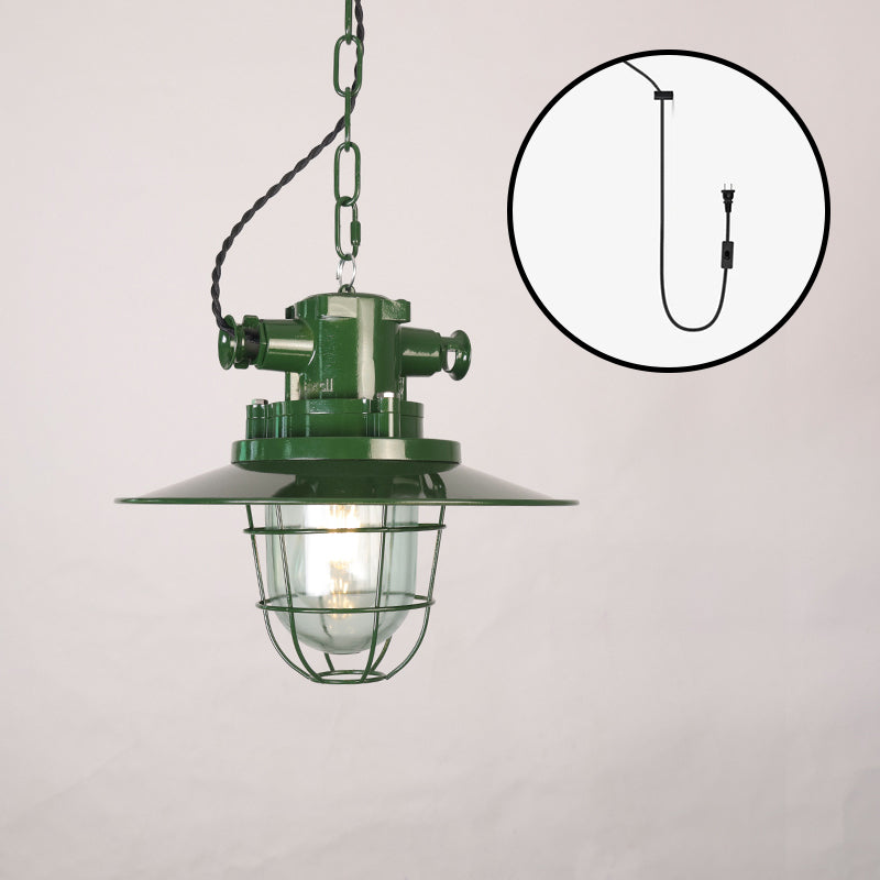 Colaeus Vintage Industrial Swag Green Glass Light - Letslighting