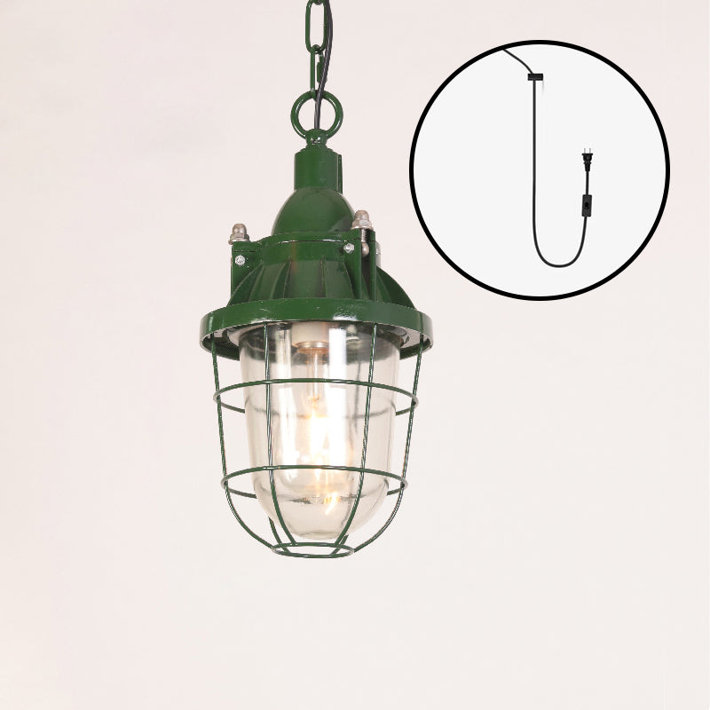 Colaeus Vintage Industrial Swag Green Glass Light - Letslighting