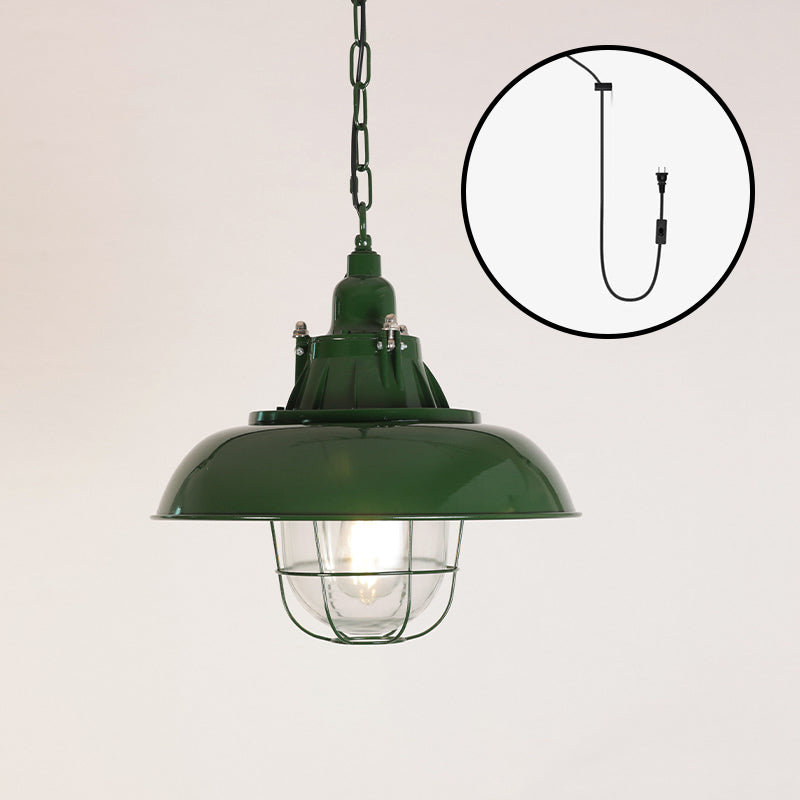 Colaeus Vintage Industrial Swag Green Glass Light - Letslighting