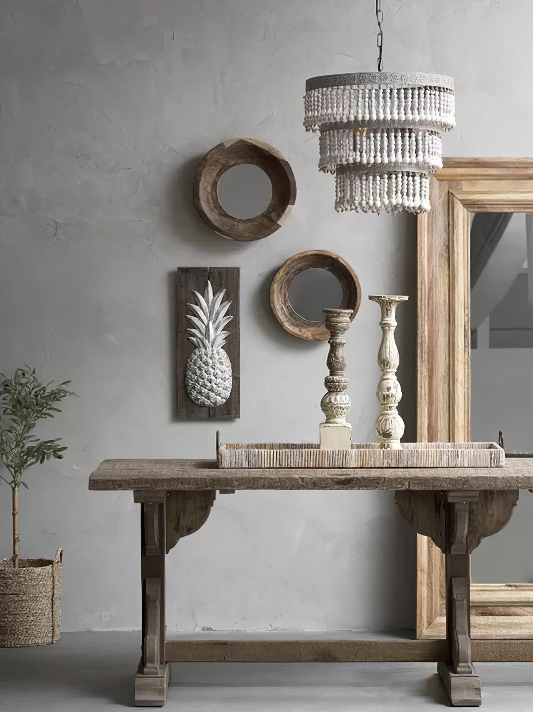 Lustra Chandelier Three Tiered Wood Beaded - Letslighting