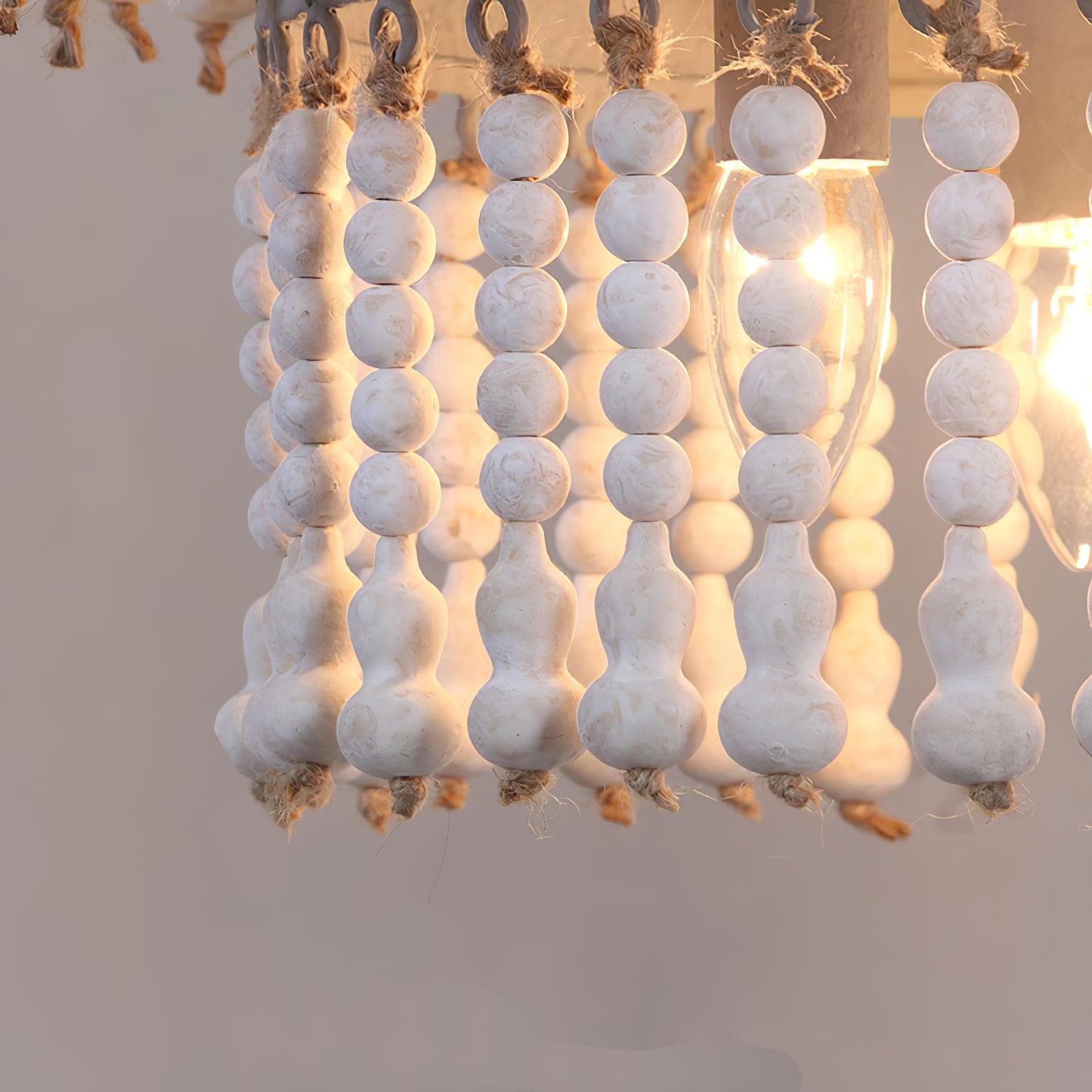 Lustra Chandelier Three Tiered Wood Beaded - Letslighting