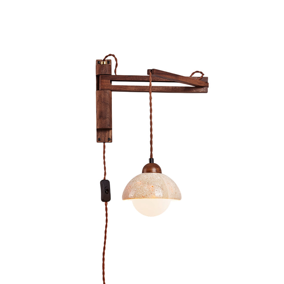 Cezoria Travertine Swing Arm Travertine Sconce Wall Lamp - Letslighting