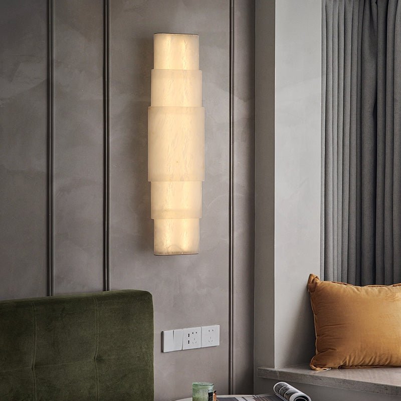 Tiered Minimalist Alabaster Sconce