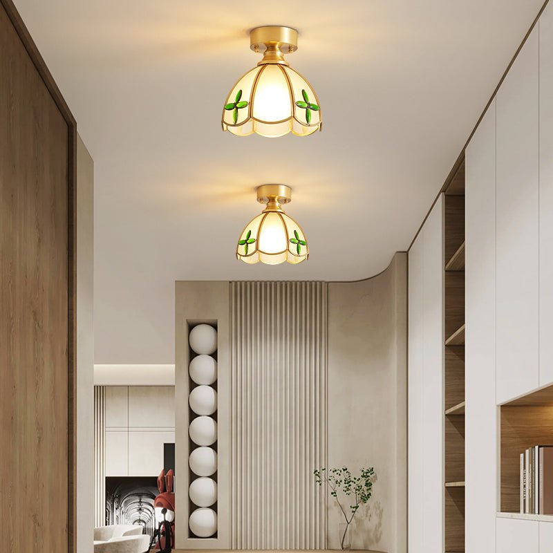 Solara Ceiling Light Vintage Floral Stainedglass - Letslighting