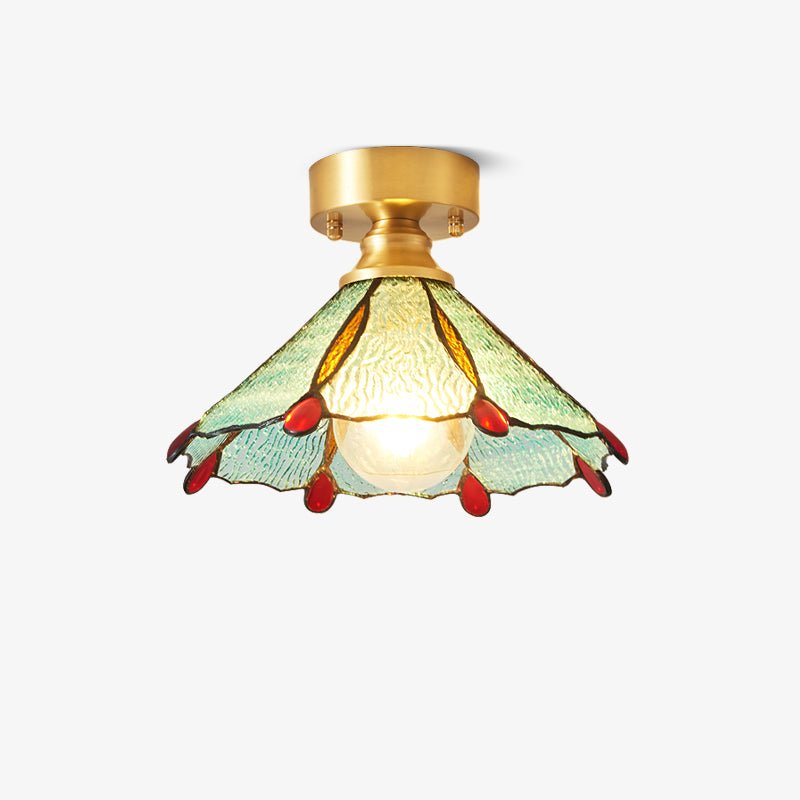 Solara Ceiling Light Vintage Floral Stainedglass - Letslighting