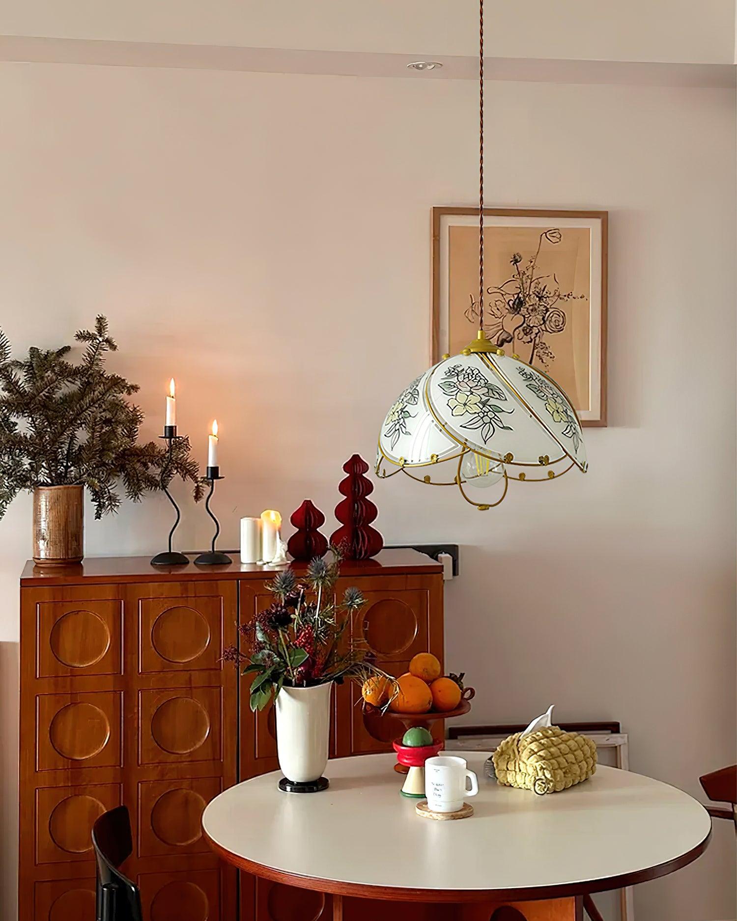 Pendant Lamp Glass Petal Shade Frame Vintage - Letslighting