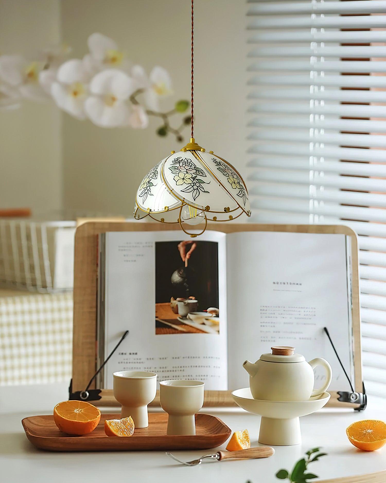 Pendant Lamp Glass Petal Shade Frame Vintage - Letslighting