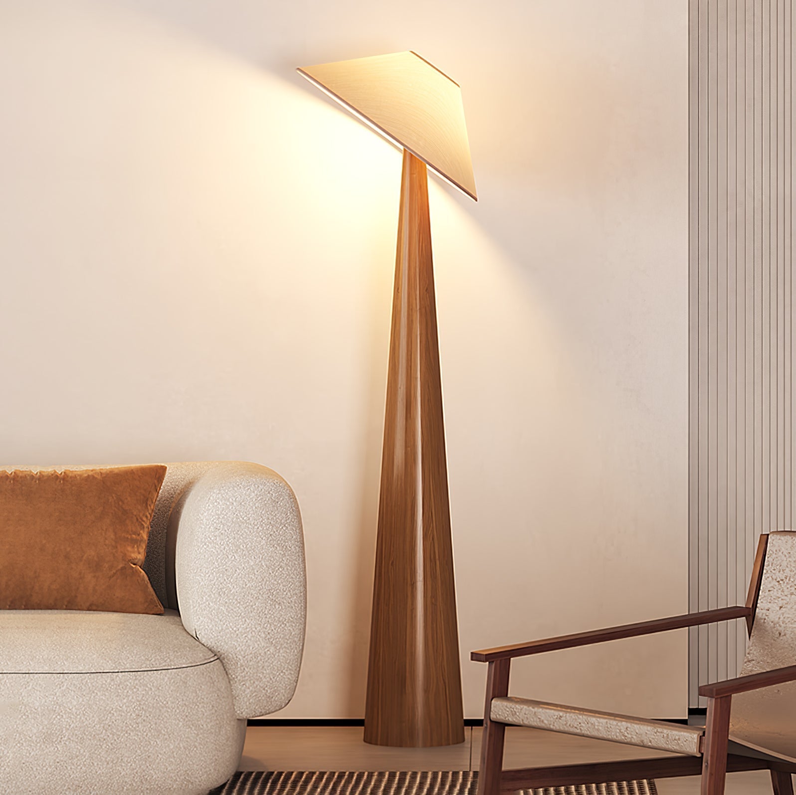 Apex Wooden Tapered Floor Lamp - Letslighting