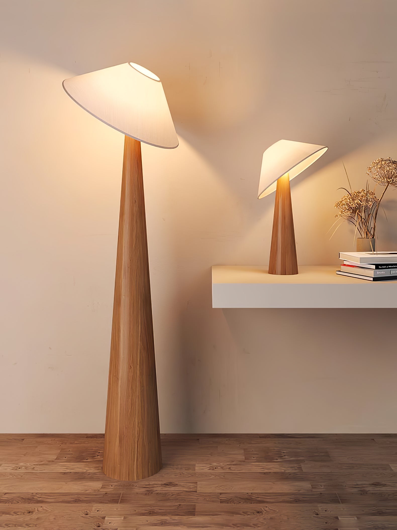 Apex Wooden Tapered Floor Lamp - Letslighting