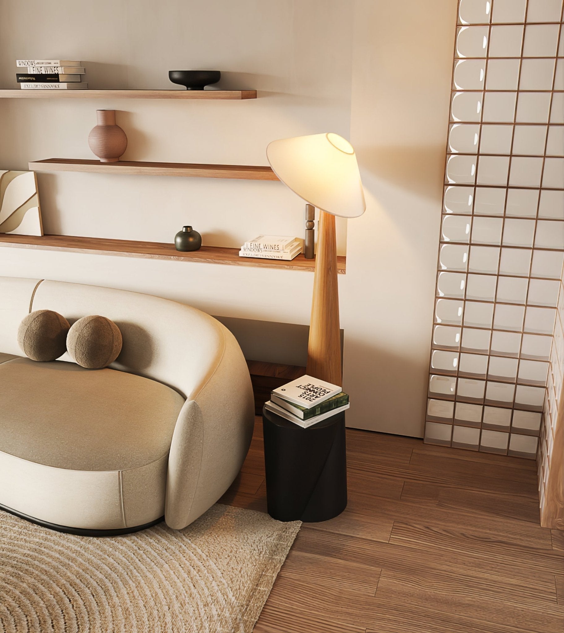 Apex Wooden Tapered Floor Lamp - Letslighting