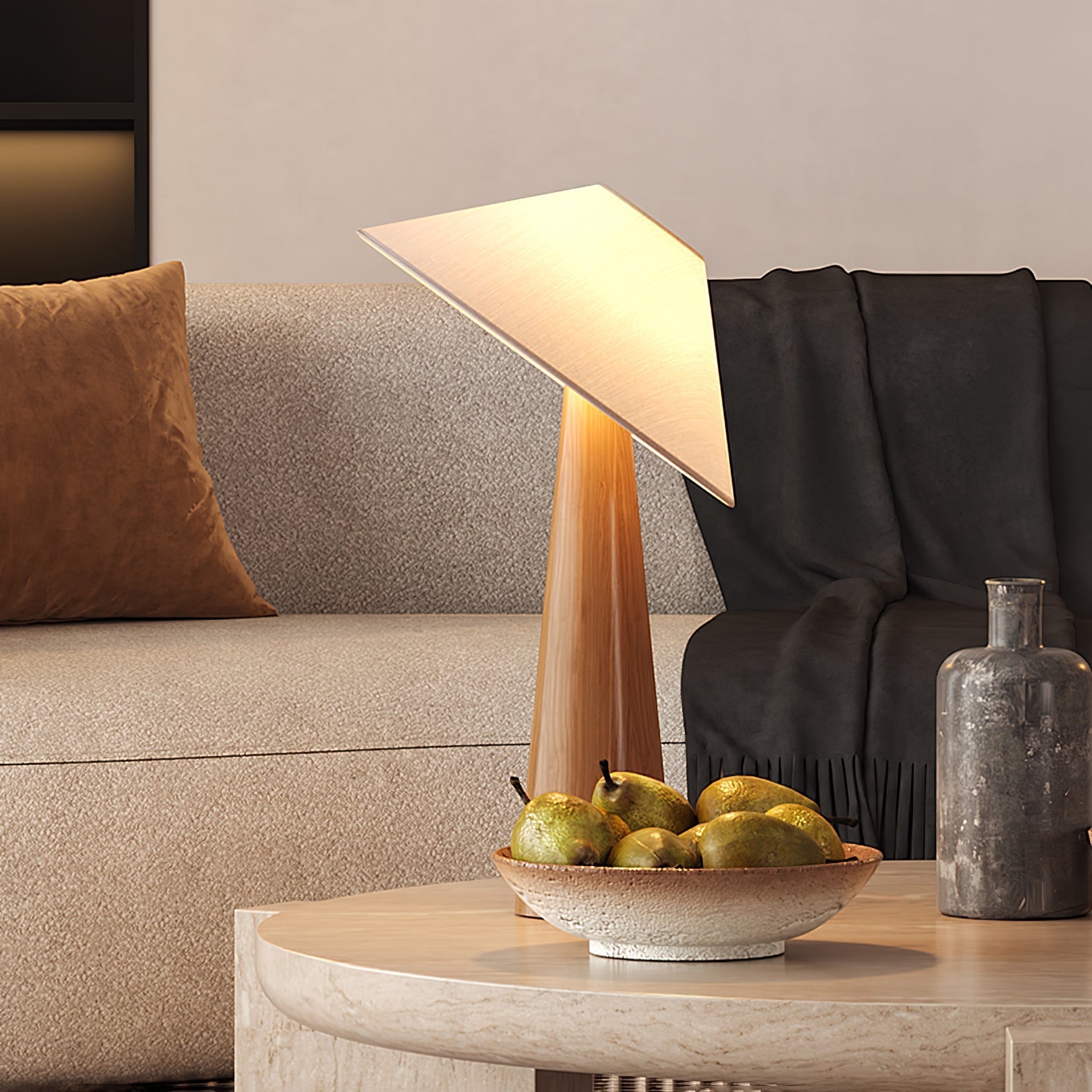 Vosile Sculptural Wood Table Lamp - Letslighting