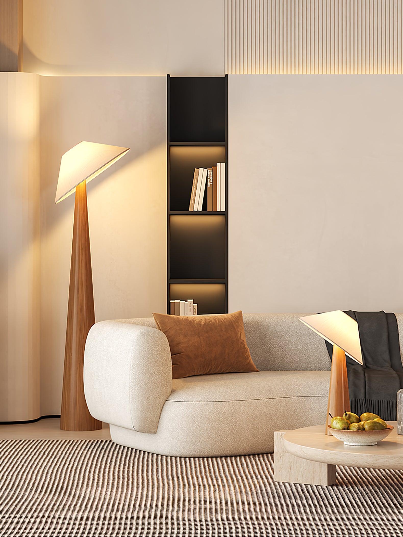 Apex Wooden Tapered Floor Lamp - Letslighting