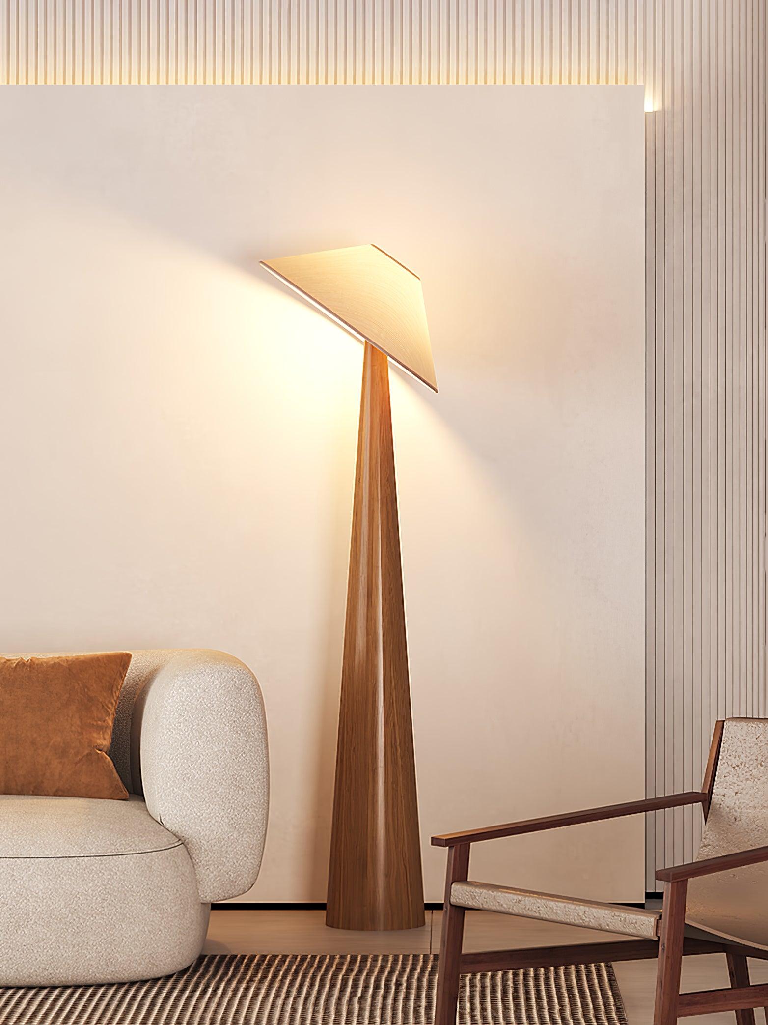 Apex Wooden Tapered Floor Lamp - Letslighting