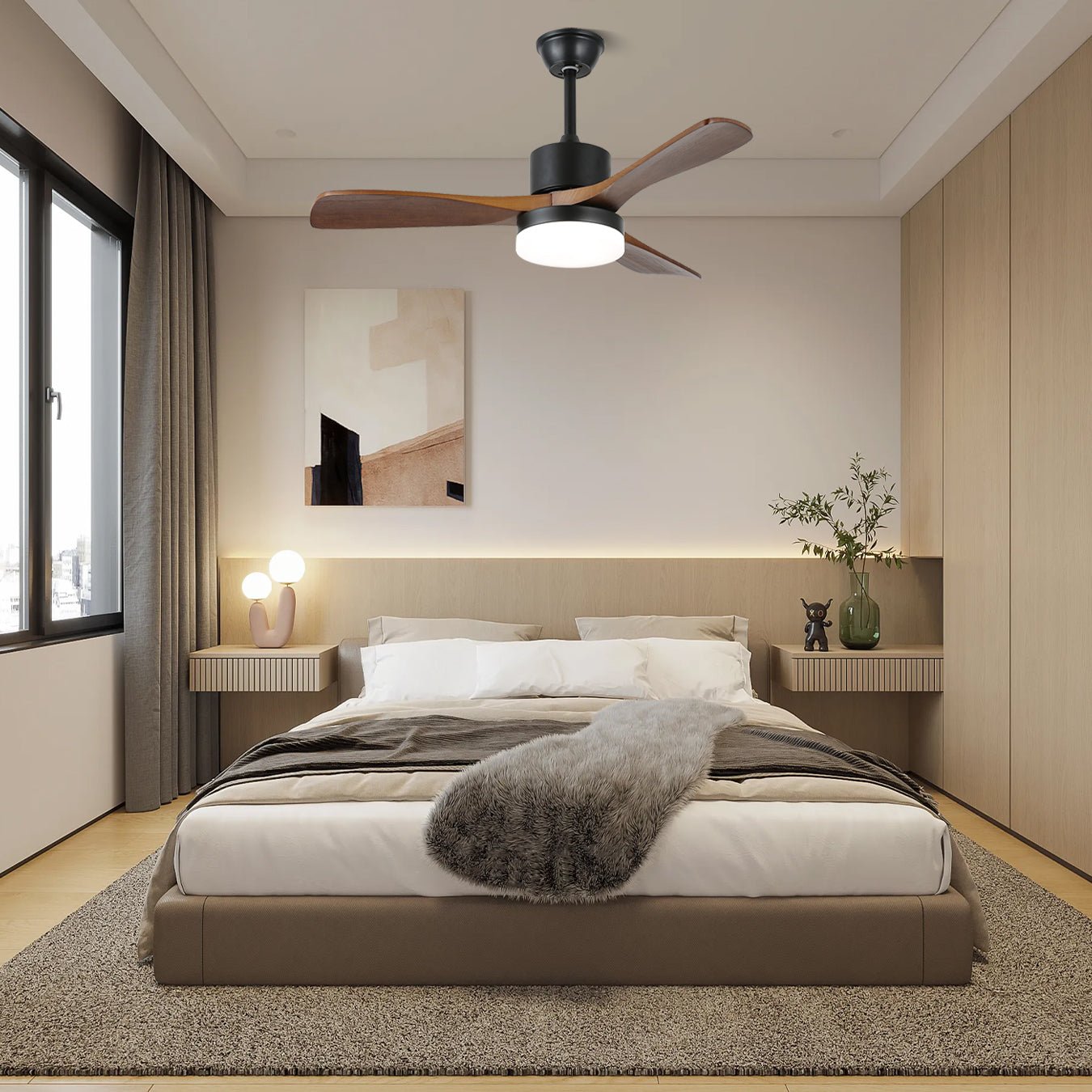 Darian Minimalist Wood Ceiling Fan Light - Letslighting
