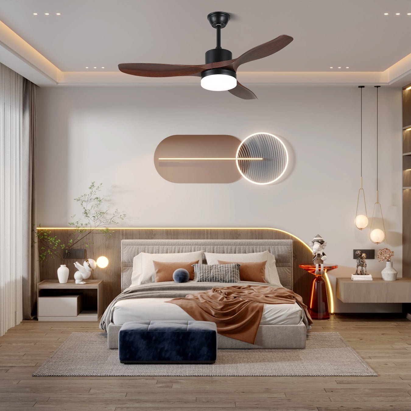 Darian Minimalist Wood Ceiling Fan Light - Letslighting