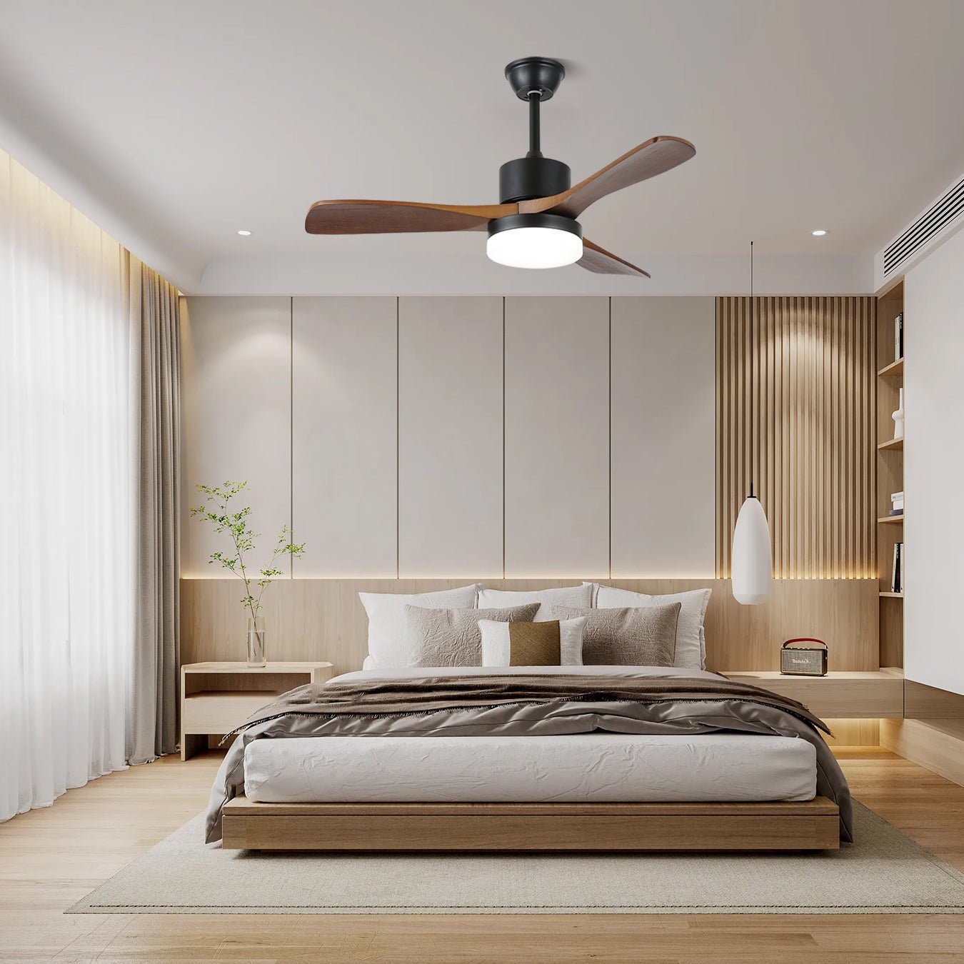 Darian Minimalist Wood Ceiling Fan Light - Letslighting