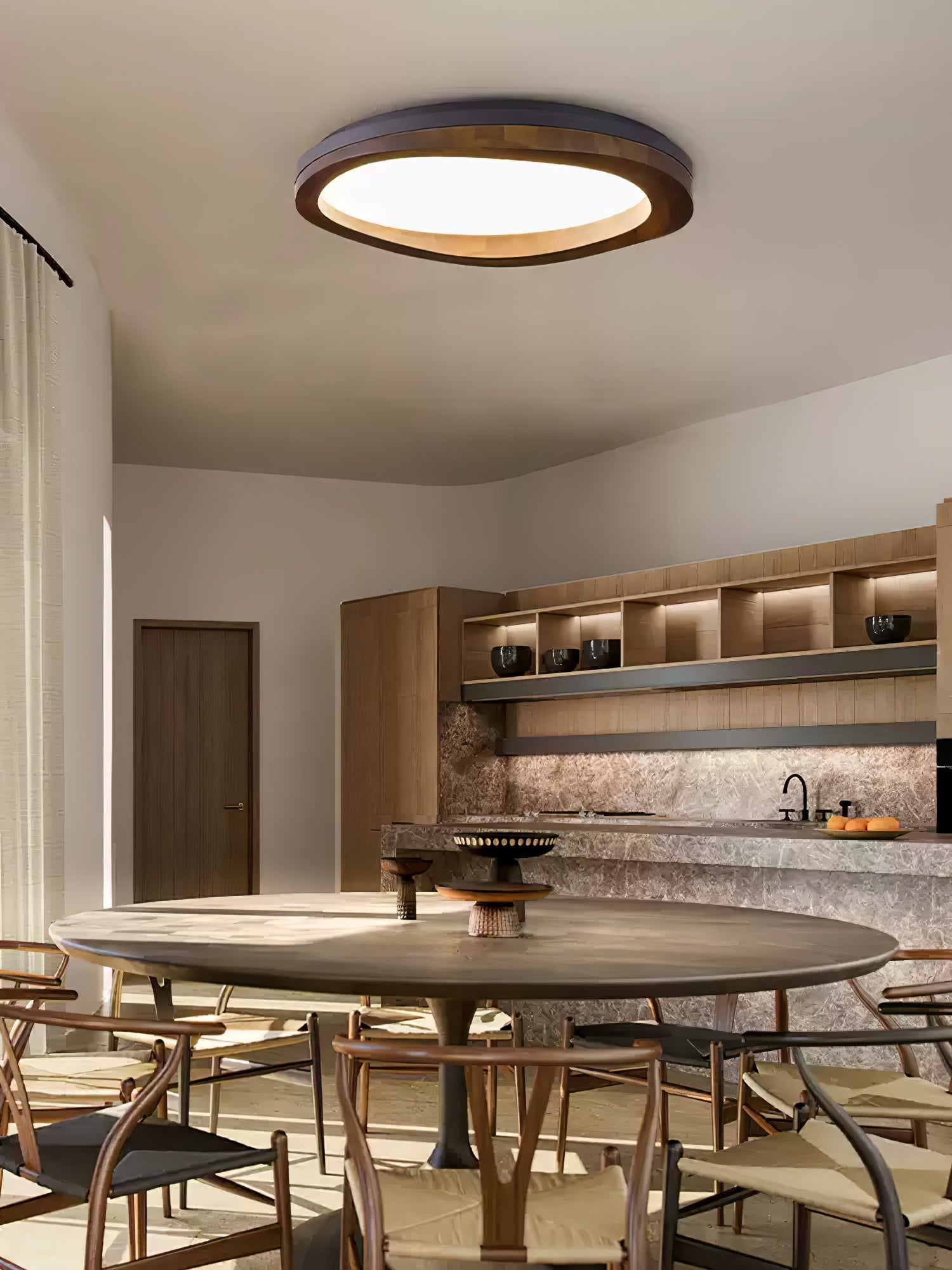 Artalis Walnut Wood Flush Mount - Letslighting