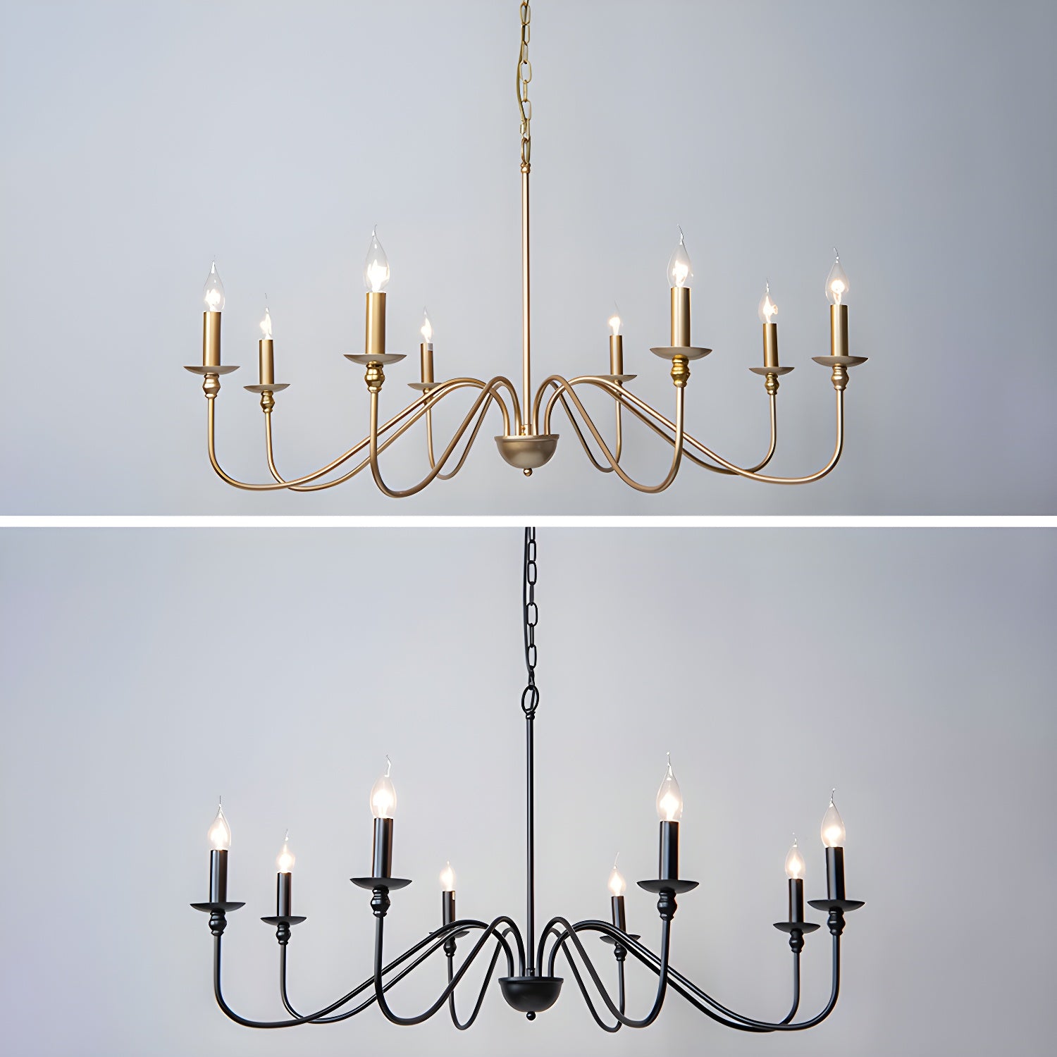 Lustra Chandelier Gold Candle Curved Arms - Letslighting