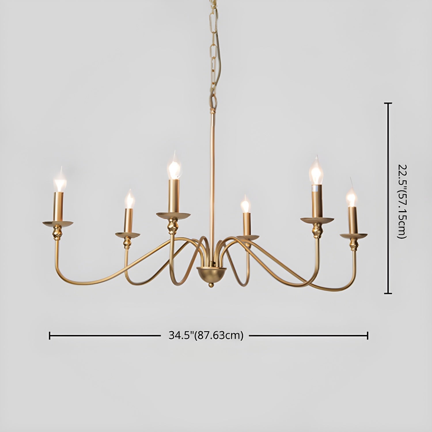 Lustra Chandelier Gold Candle Curved Arms - Letslighting