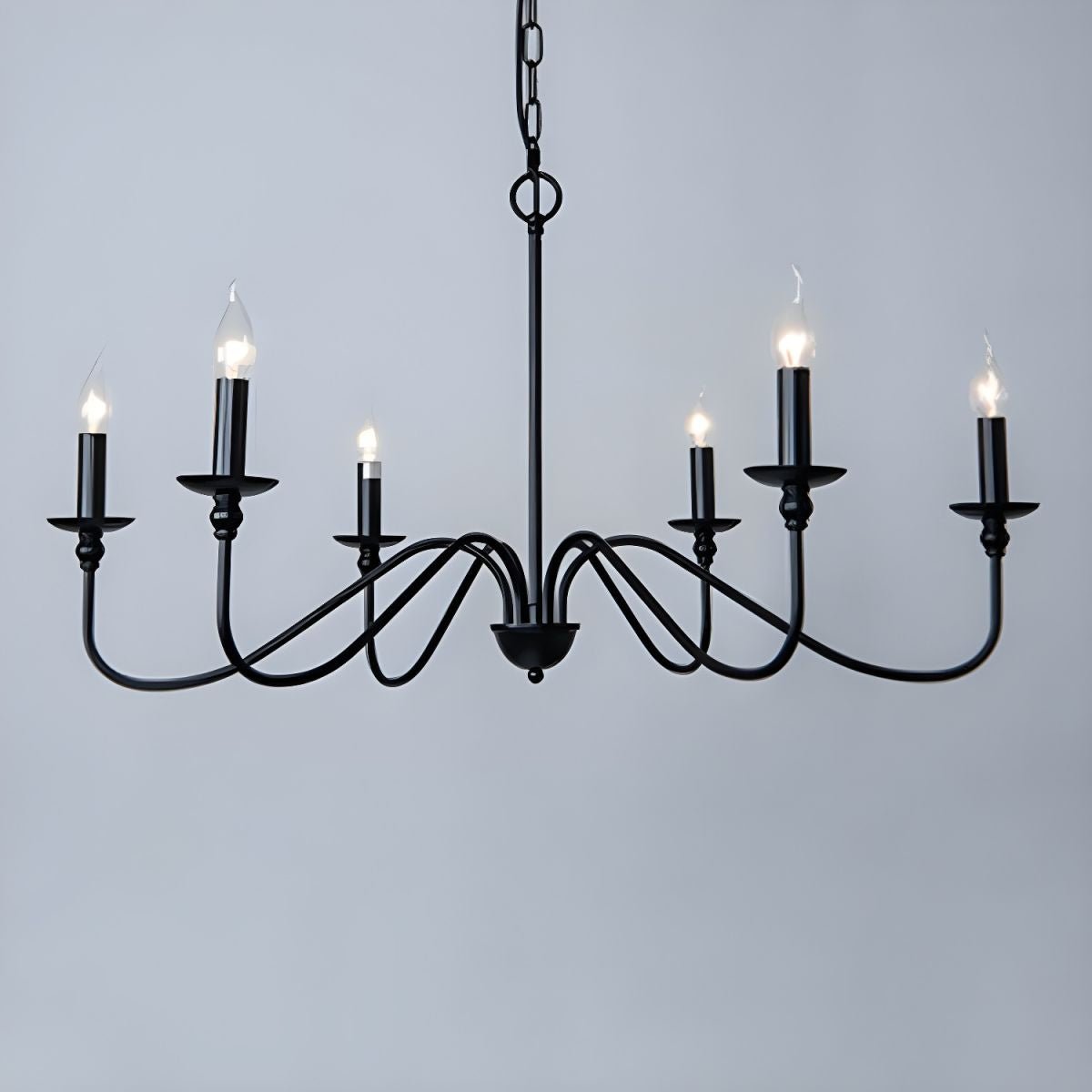 Lustra Chandelier Gold Candle Curved Arms - Letslighting