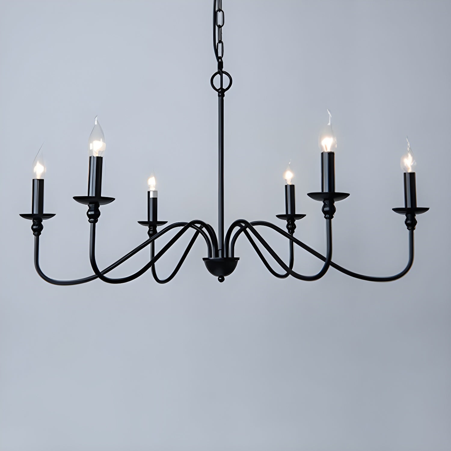 Lustra Chandelier Gold Candle Curved Arms - Letslighting