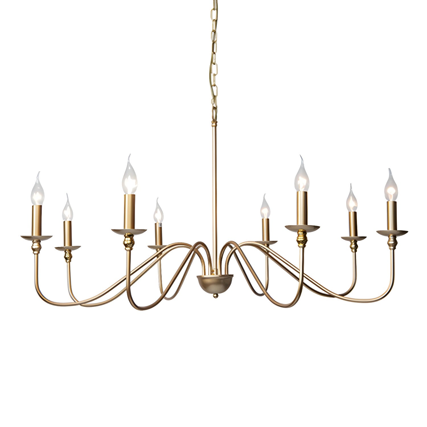Lustra Chandelier Gold Candle Curved Arms - Letslighting