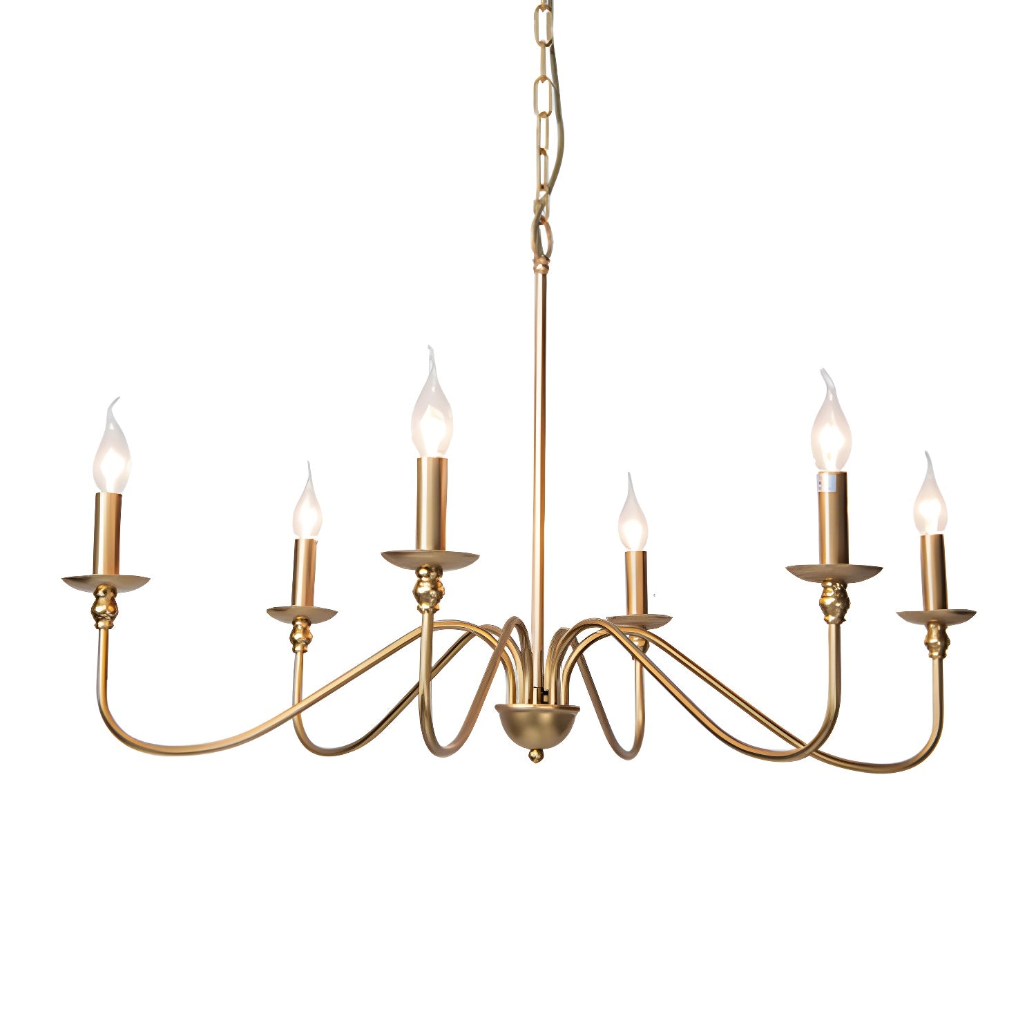 Lustra Chandelier Gold Candle Curved Arms - Letslighting