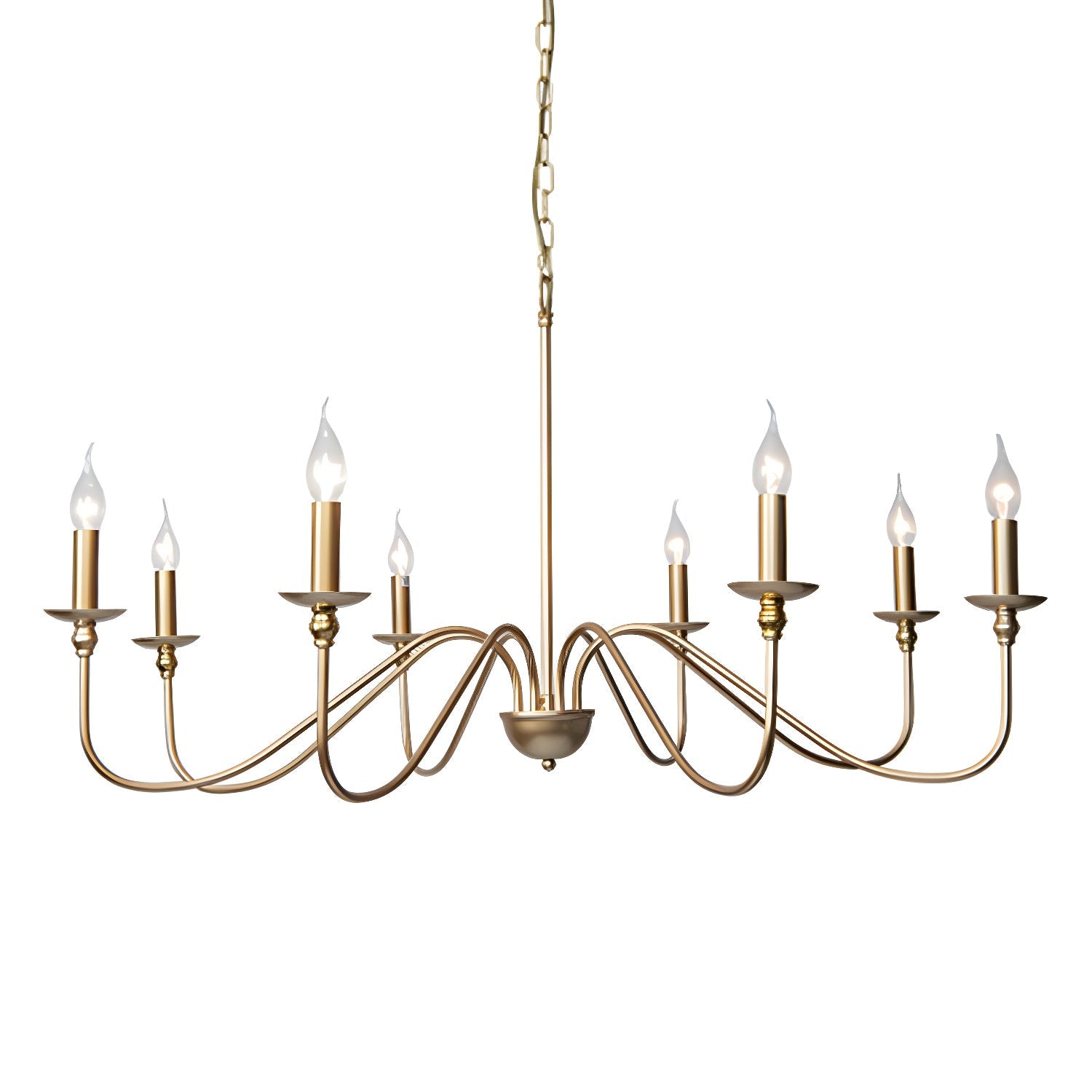 Lustra Chandelier Gold Candle Curved Arms - Letslighting