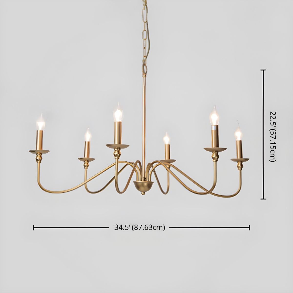 Lustra Chandelier Gold Candle Curved Arms - Letslighting