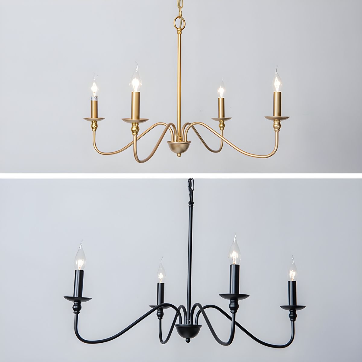 Lustra Chandelier Gold Candle Curved Arms - Letslighting
