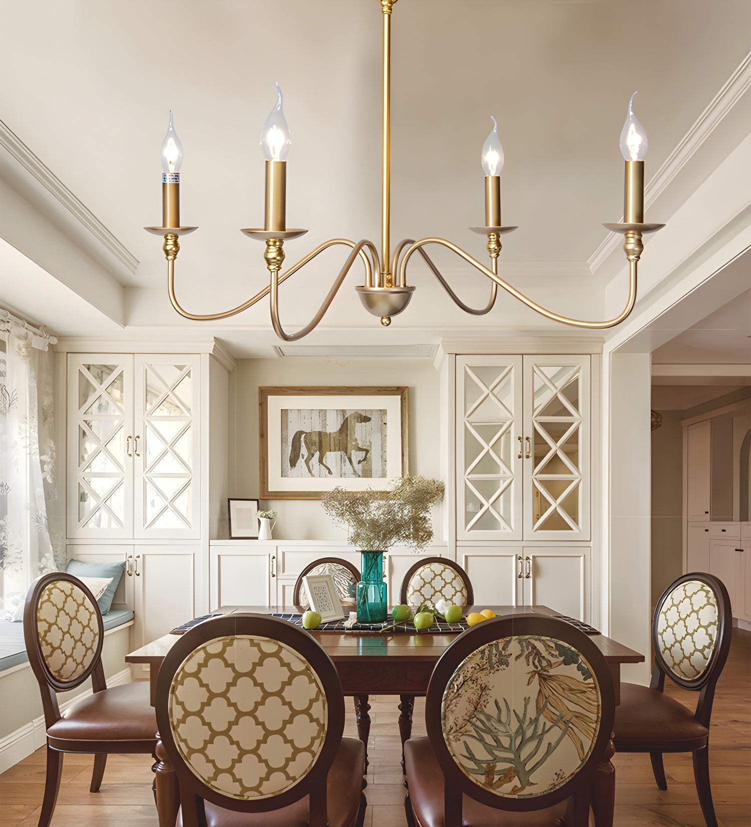 Lustra Chandelier Gold Candle Curved Arms - Letslighting