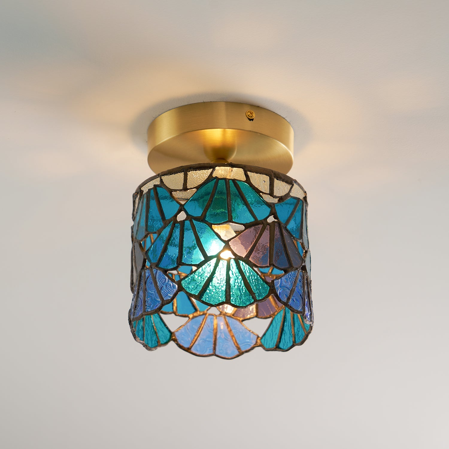 Rosavine Tiffany Stained Glass Semi Flush Mount Light - Letslighting