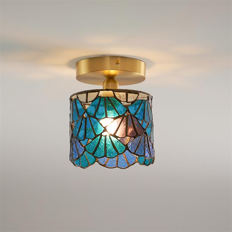 Rosavine Tiffany Stained Glass Semi Flush Mount Light - Letslighting