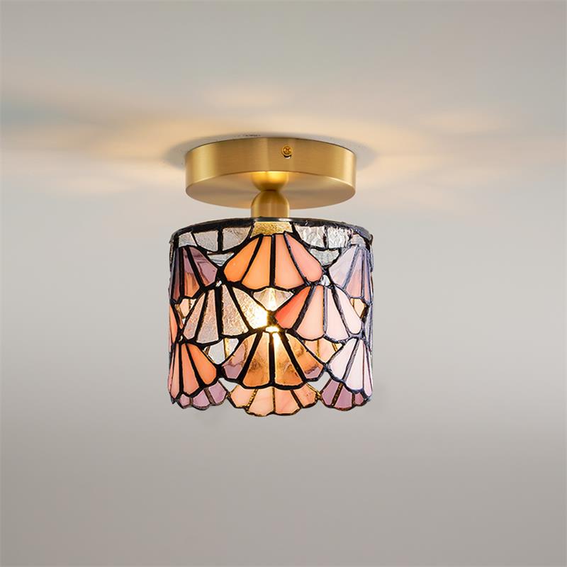 Rosavine Tiffany Stained Glass Semi Flush Mount Light - Letslighting