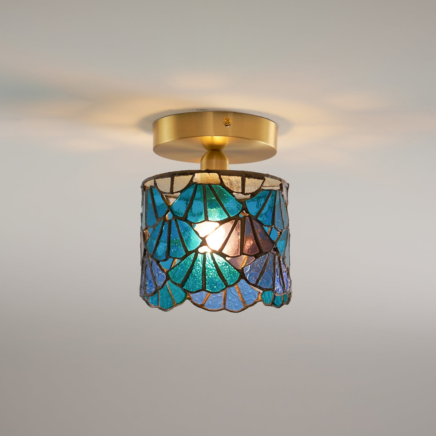 Rosavine Tiffany Stained Glass Semi Flush Mount Light - Letslighting