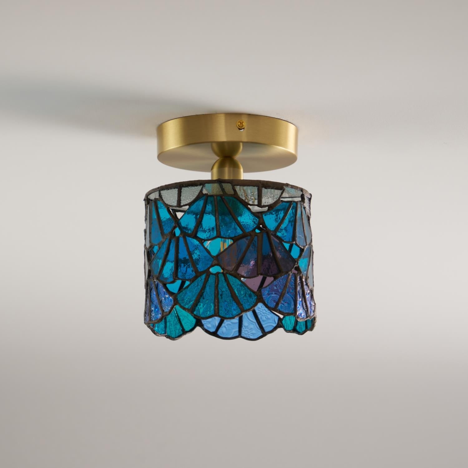 Rosavine Tiffany Stained Glass Semi Flush Mount Light - Letslighting