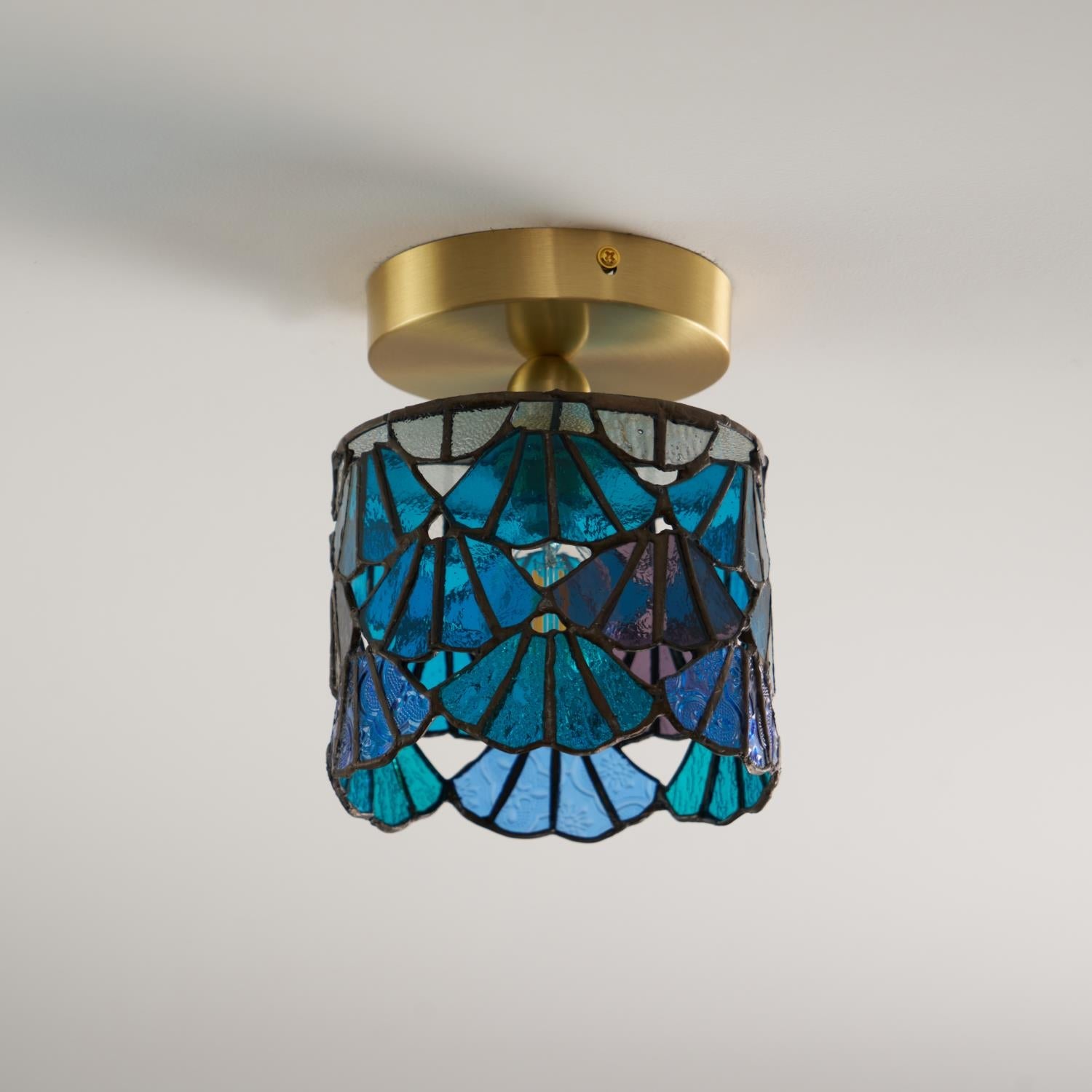 Rosavine Tiffany Stained Glass Semi Flush Mount Light - Letslighting