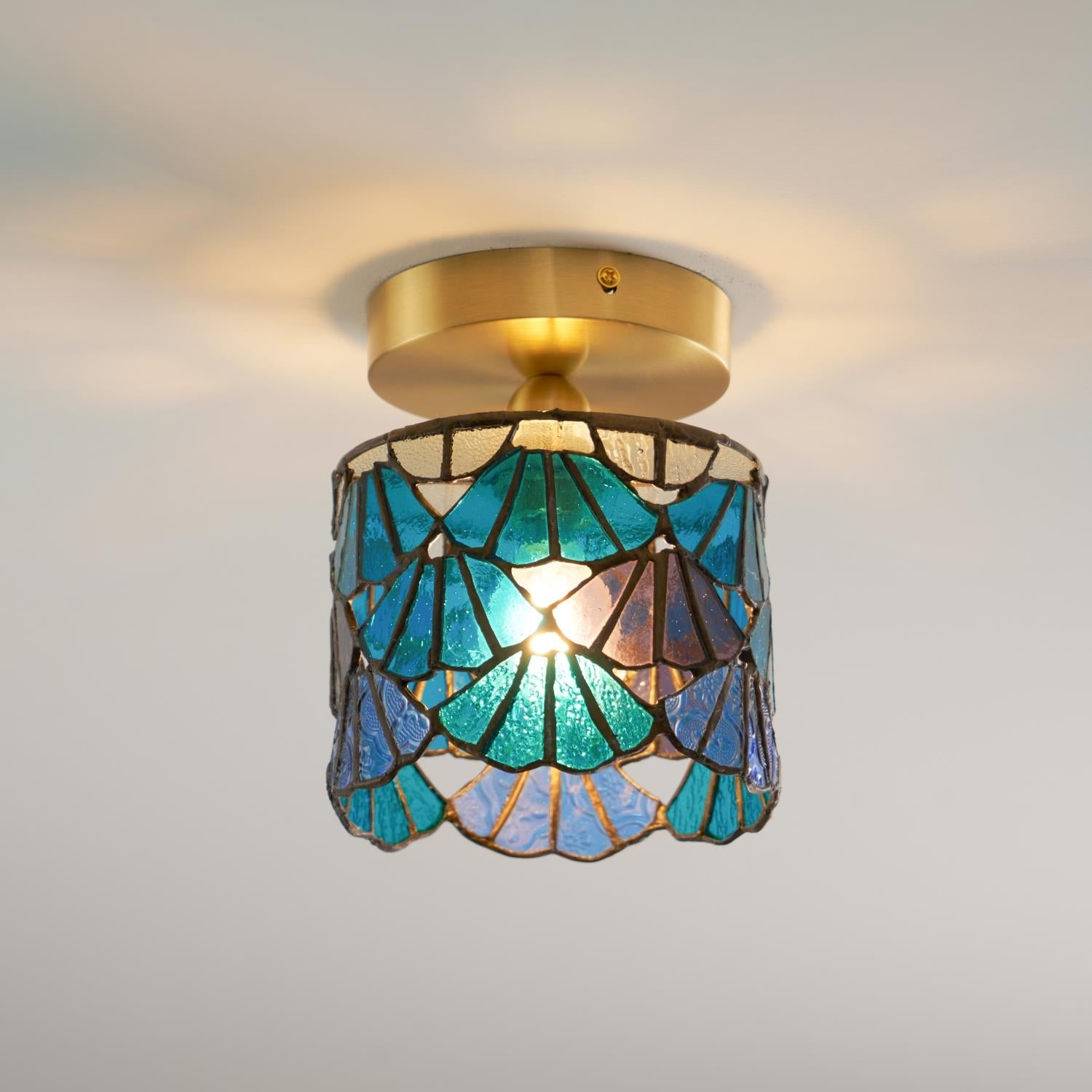 Rosavine Tiffany Stained Glass Semi Flush Mount Light - Letslighting