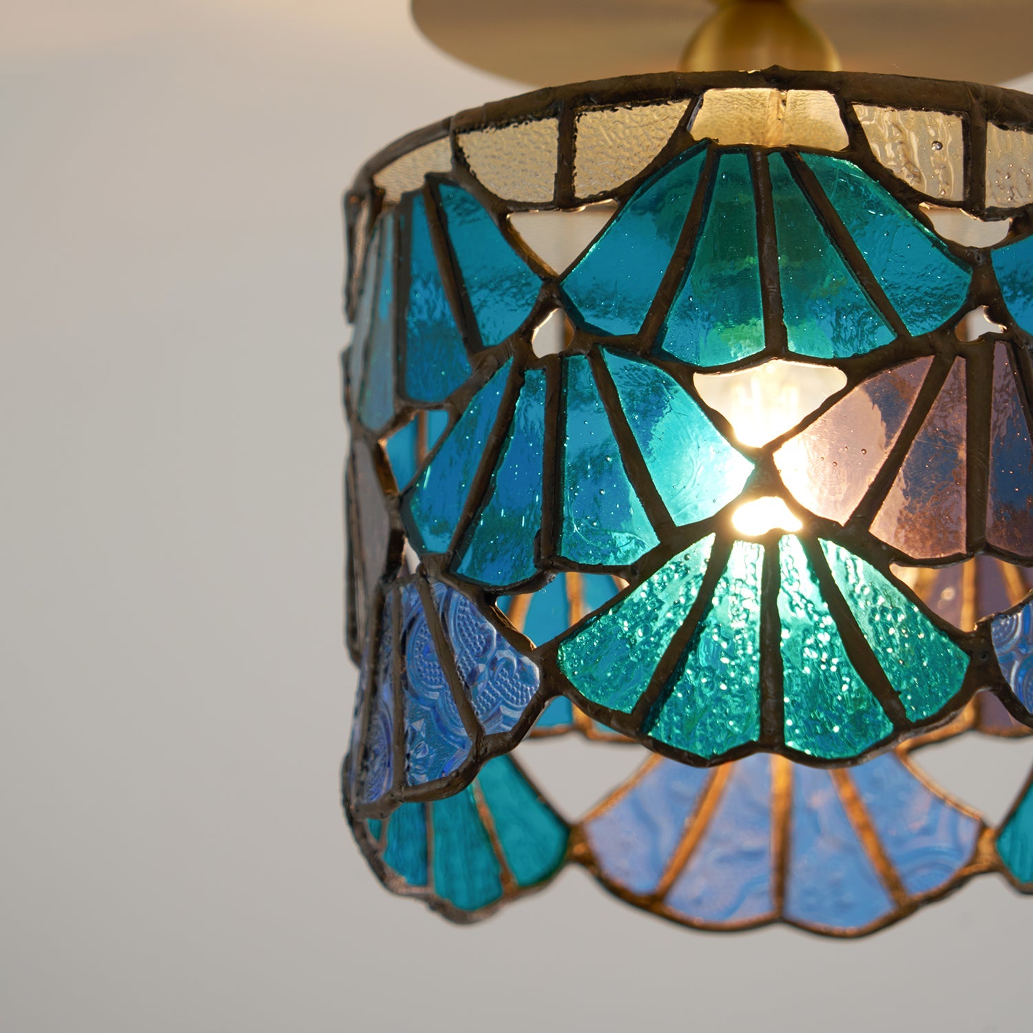 Rosavine Tiffany Stained Glass Semi Flush Mount Light - Letslighting